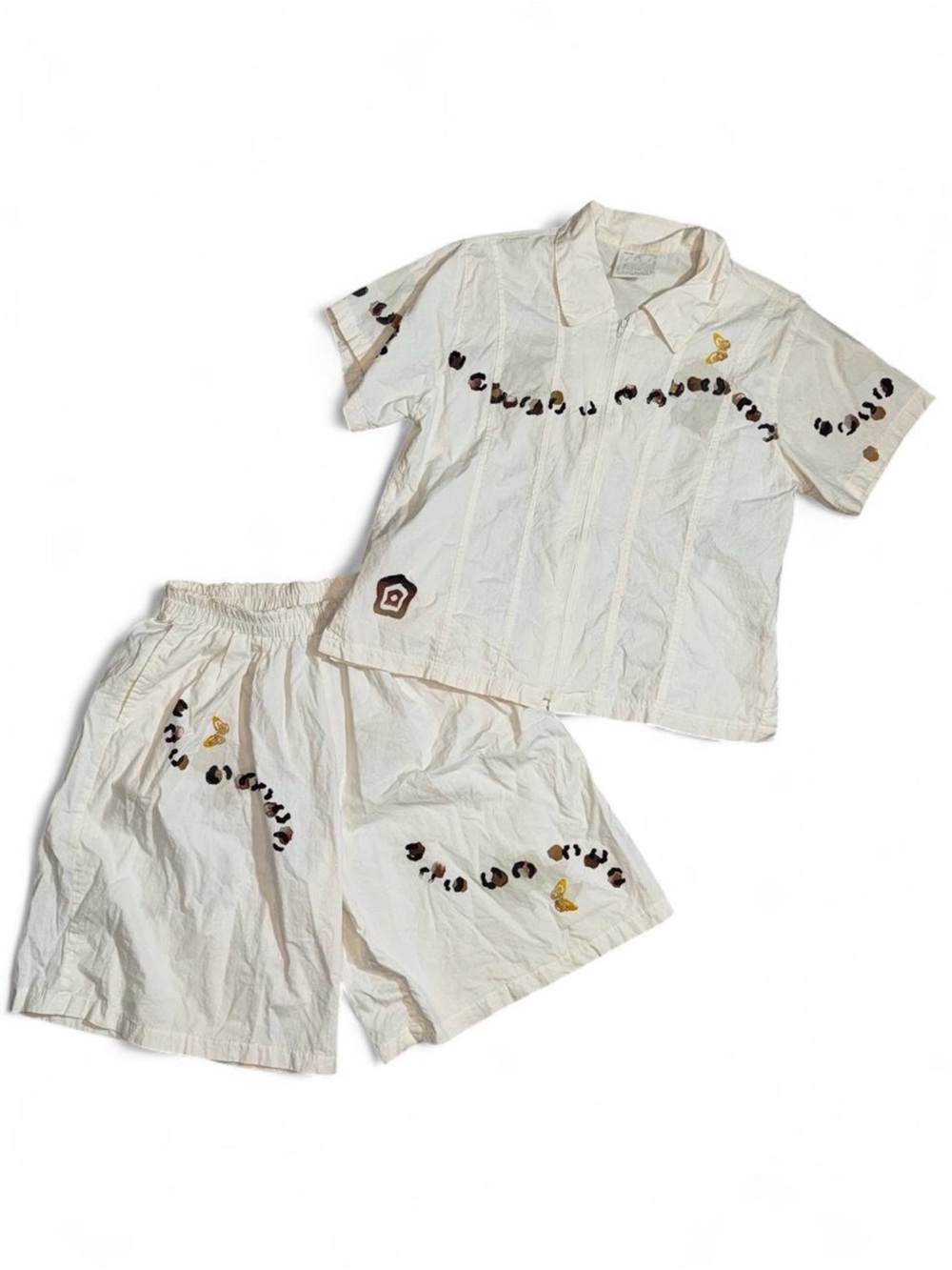 Vintage Alegre White Cotton Animal Print Set